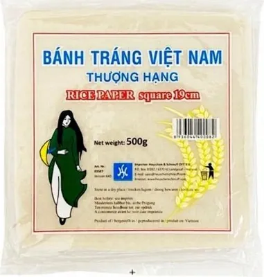 Produktbild von Hs | Reispapier Quadratisch - 19 Cm - 500 G - Für Frühlingsrollen - Vietnamesisches Reispapier