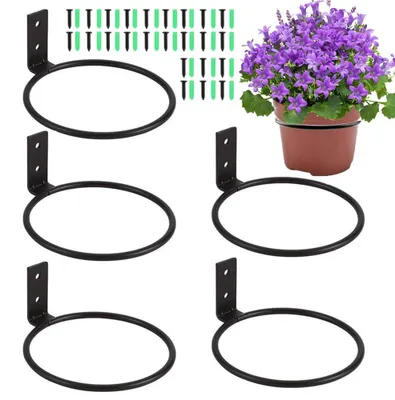 Blumentopf-Wandhalter, 6 Stück, klappbar, schwarz, 10 cm