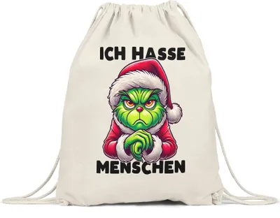 Produktbild von Ich Hasse Menschen Turnbeutel Weihnachtsmuffel Sarkasmus Anti-Weihnachten Geschenkidee
