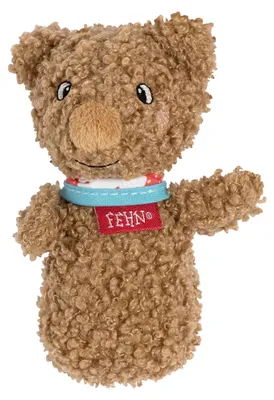 Produktbild von Fehn Mini-Rassel Bär 11 cm – Greifling aus Curly-Plüsch für Babys ab Geburt