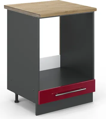 Zdjęcie produktu dla Szafka kuchenna Vicco Fame-Line Bordowa Czerwień wysoki połysk 60 cm , BP Dąb, Model 46080