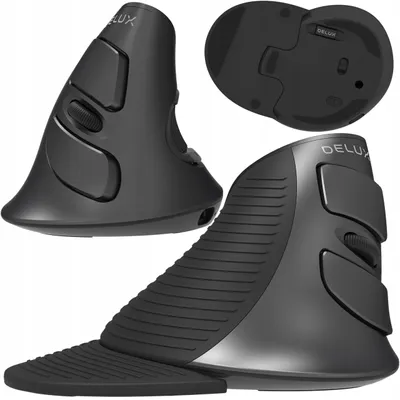 Zdjęcie produktu dla Bezprzewodowa, pionowa mysz Delux M618g Db, Bluetooth, ergonomiczna, czarna