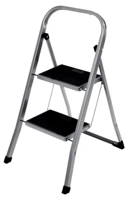 Produktbild von Trittleiter mit 2 Stufen, klappbar bis 150 kg (Silber/schwarz)
