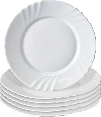 Produktbild von KADAX Tiefer Teller ∅ 23 cm, 6er Set, minimalistischer Suppenteller aus gehärtetem Glas, Tellerset, Pastateller, Tiefteller, Nudelschalen, Speiseteller (Weiß)