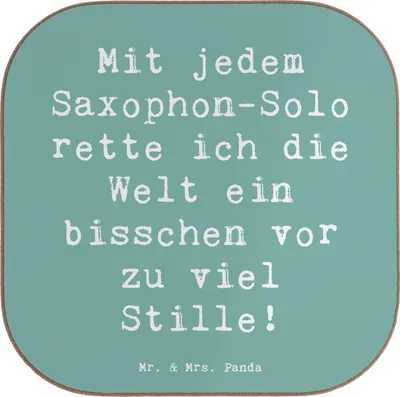 Produktbild von Mr. & Mrs. Panda Untersetzer für Gläser Spruch Saxophon Magie - Meeresbrise - Geschenk, Coaster, Saxophonist, Musikgeschichte, Musiker, Klangwelt, Musik, Glas, Instrument