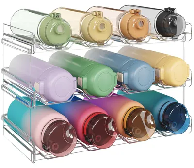 Wasserflaschen-Organizer, stapelbar, 3-stufig, 12 Flaschen, Kunststoff