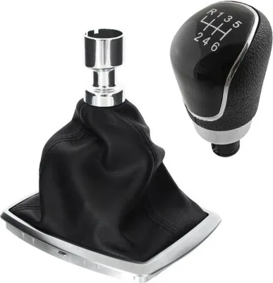 Produktbild von Schaltknauf in Schwarz / Chrom 6-Gang + Schaltmanschette mit Chrom Rahmen für
