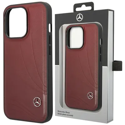 Zdjęcie produktu dla Etui Mercedes Mehcp14L8Rolr Na Iphone 14 Pro - Czerwone Leather Wave Patern
