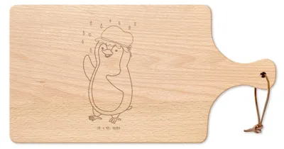 Produktbild von Mr. & Mrs. Panda Frühstücksbrett Pinguin Duschen - Transparent - Geschenk, Singen, Dusche, Holzbrett, Lebensmotto, vesperbrett, Pizzabrett, Pinguine, Brotzeitbrett, Brett