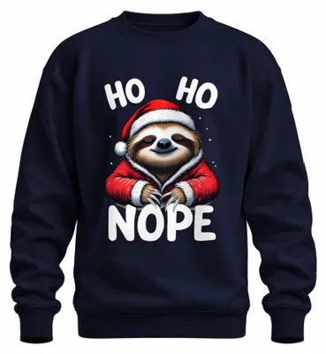Productafbeelding van HO HO NOPE Kerstluiaard, grappig, kerstmuts, cadeau, winter, uni, sweatshirt, trui, marineblauw, XXL