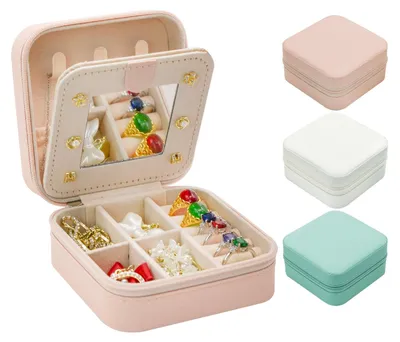 Productafbeelding van Solidchoice - Set van 3 Kleine Sieradendozen met Spiegel