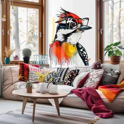 Specht mit Brille im Aquarellstil – Decords Wandtattoo, Produktansicht 1