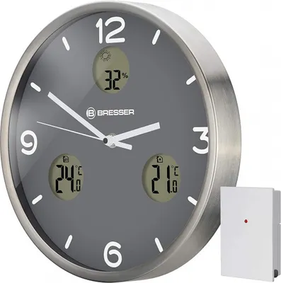 Produktbild von OPTUS MyTime io NX Funk-Wanduhr mit Thermometer und Hygrometer - 30 cm Durchmesser