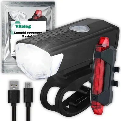 Zdjęcie produktu dla Vitolog 2x Lampka Rowerowa LED Przód Tył Akumulatorowa Zestaw Lampek do Roweru USB oświetlenie rowerowe