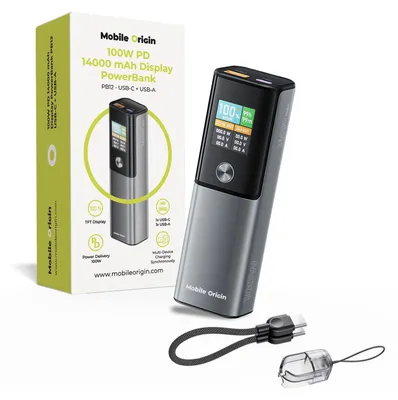 Immagine prodotto di Mobile Origin 100W Pd 14000Mah Display Powerbank Pb12 - Usb-C + Usb-A