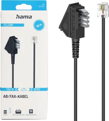 Produktbild von Hama 00201105 Telefonkabel 10 m Schwarz (00201105)