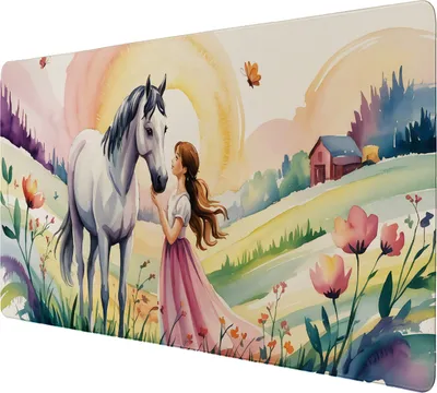 Produktbild von Pferde Mädchen Sonnenuntergang Schreibtischunterlage 89x40cm XXL Mauspad
