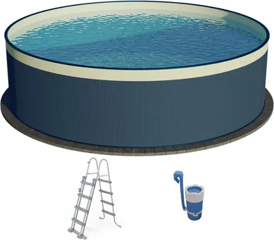 Produktbild von Runde Stahlwandpool Set Acapulco 450x90 cm, anthrazit, mit blauer Folie