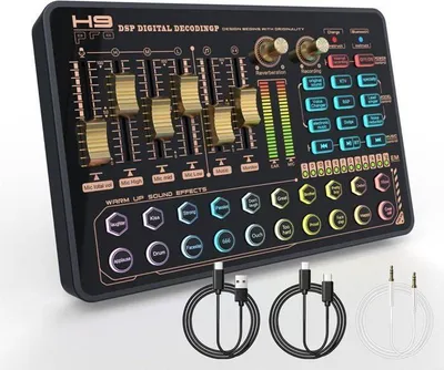 DJ-Mixer mit Soundkarte, Todeco Tragbarer Bluetooth-Audiomixer-Controller für Podcast-Produktionsstudios mit Effekten