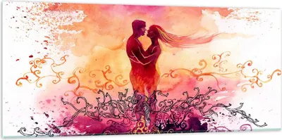 Produktbild von Bilder auf glas - Liebe Paar Flitterwochen - 120x50cm - Glasbilder - Wandbilder - Kunstdruck - zum Aufhängen bereit - Wanddekoration aus Glas - Glas Bilder - Wandbild auf Glas - GAB120x50-3006