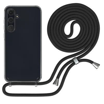 Produktbild von EAZY CASE Handykette kompatibel mit Samsung Galaxy A55, Handyhülle mit Umhängeband, Handykordel, Schutzhülle Clear, Band in Schwarz