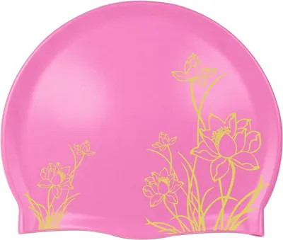 Image de Bonnet de bain de grande taille, motif de lotus doré, adapté aux cheveux longs, pour femmes
