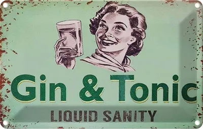 Produktbild von vianmo Blechschild 12x18 cm Alkohol Gin & Tonic liauid sanity