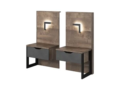 Produktbild von Schlafzimmer Komplett-Set Ardis,Schlafzimmerprogramm, Schlafzimmermöbe,bestehend aus Bett mit Liegefläche 160x200 cm,2 Nachttische,Schrank, Kommode,Grande Sand Eiche + Matera13 (2 Nachtischen)