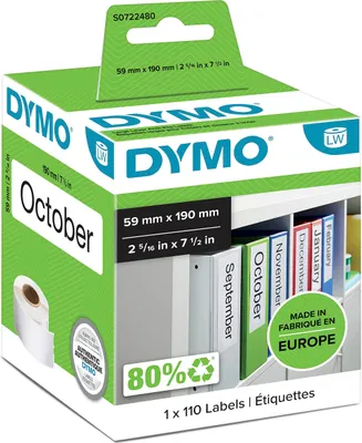 Image de Dymo Etiquettes classeur large 59 x 190 mm blanc 110x 99019