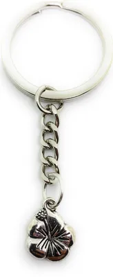 Image de Onwomania Porte-clés Fleur de marais Fleur rose argent Pendentif métal Charm