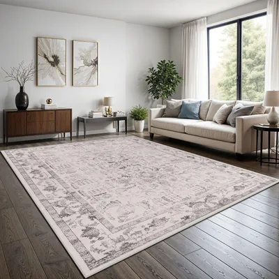 Produktbild von TT Home Boho Vintage Teppich Wohnzimmer Kurzflor – Retro Design, rutschfest & pflegeleicht, modern für Esszimmer & Flur Waschbar Größe 160x220 cm