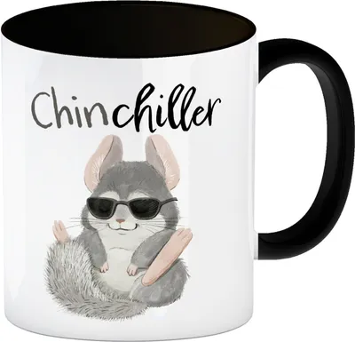 Produktbild von Chinchilla Kaffeebecher in schwarz mit Spruch Chinchiller
