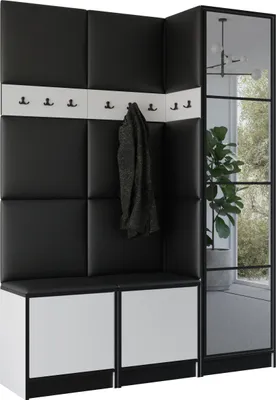 Produktbild von KIER FURNITURE Kleiderschrank EDEN, Schlafzimmer Schrank, Garderobeschrank, Flurschrank Weiß & Schwarz 159,6x205x39 cm