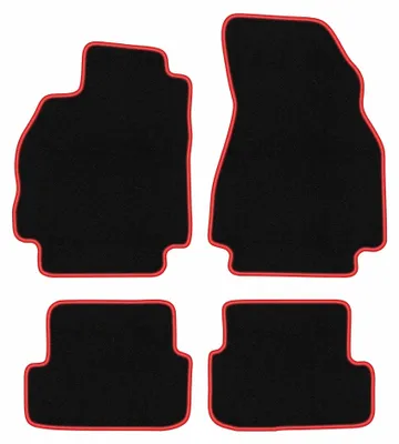Obrázok produktu pre Velúrové autokoberce pre: Renault Megane II 2002-2008 (hatchback) – sada 4 ks, čierno-červené, na mieru – Wielganizator CARLUX