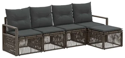Imagen del producto de vidaXL Juego de sofás de jardín, 4 piezas, color gris, tejido de polirratán