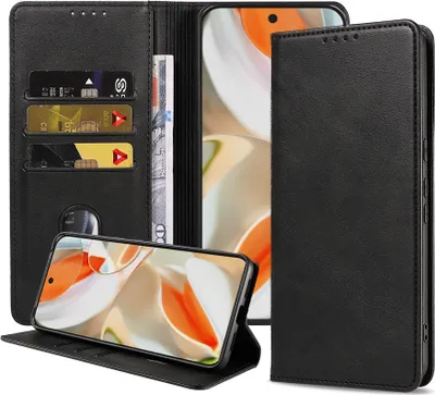 Produktbild von Smartphonica Handytasche passend für Google Pixel 9 Pro XL Kunstleder mit Magnetverschluss und Kartenhalter Buchhülle mit Klappe - Schwarz