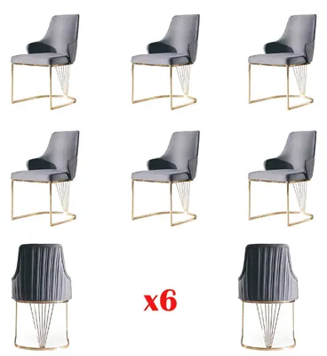 Produktbild von Gruppen 6x Stühle Sessel Lehn Polster Hotel Textil Neu Garnitur Stuhl Set Sets