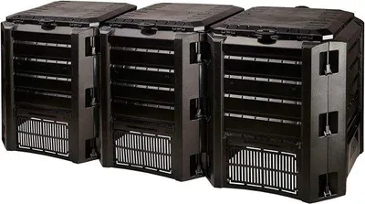 Obrázek produktu pro Kompostér 82 x 60 x 30 cm, černý – Velký kompostér do zahrady – Ekologický plastový materiál – Velká kapacita – Kompostér s víkem
