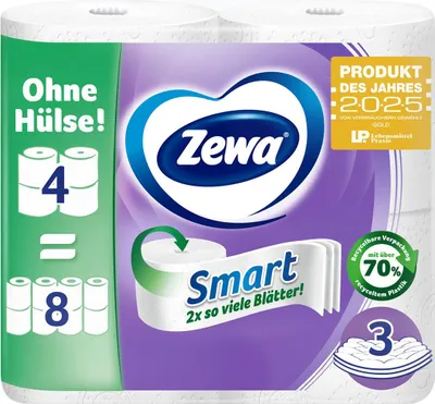 Produktbild von Zewa Toilettenpapier Smart 3-lagig, 4 Rollen