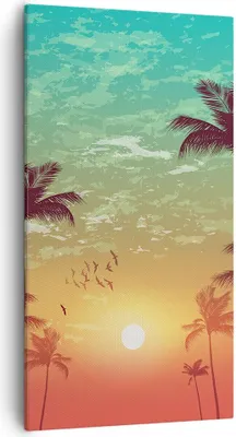 Produktbild von Bild auf Leinwand - Leinwandbild - Horizont Küste Kokosnuss Himmel - 55x100cm - Wand Bild - Wanddeko - Leinwanddruck - Bilder - Kunstdruck - Leinwand bilder - Wandkunst - PA55x100-3121