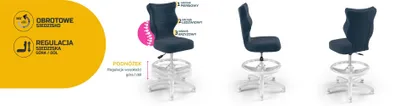 Obrázek produktu pro Dětská rostoucí židle, ergonomická židle k psacímu stolu, vhodná pro výšku 133-159 cm, bílá sametová barva (model 04), s podnožkou