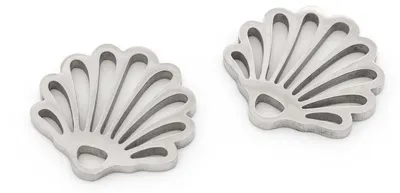 Produktbild von Vintageparts Anhänger als Muschel aus 201 Edelstahl 16 mm 2 Stück