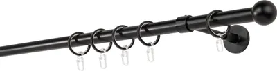 Produktbild von Gardinenstange auf Maß 20mm Ball 1-lauf Wand Decke 14cm Farbe: Schwarz, Größe: 310cm