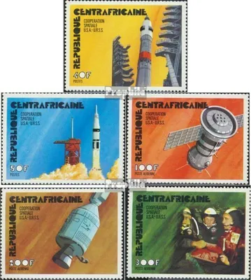 Produktbild von Briefmarken Zentralafrikanische Republik 1976 Mi 401-405 (kompl.Ausg.) postfrisch Raumfahrtunternehmen Apollo Sojus