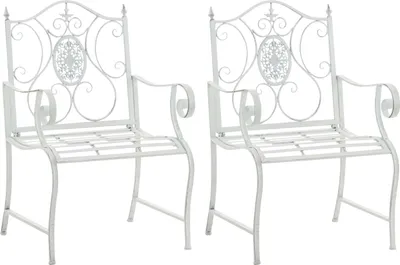 Produktbild von 2er Set Gartenstühle HLO-CP123 antik weiß