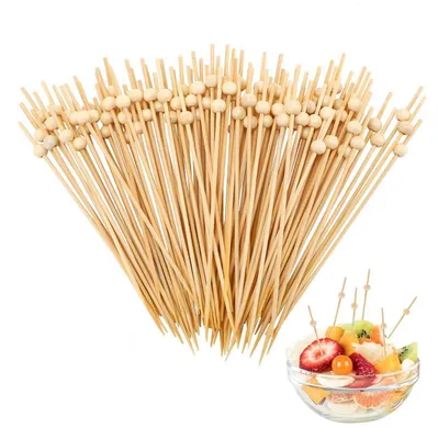 Image de Brochettes en bois avec perles, 100 pièces, 12 cm, pour amuse-gueules et décoration