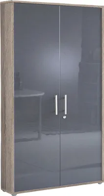 Produktbild von Aktenschrank TABOR breit / hoch in Eiche Sonoma / anthrazit Hochglanz, Büroschrank, abschließbar, (BxHxT) 84,4x185,6x33 cm