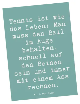 Produktbild von Mr. & Mrs. Panda Postkarte Spruch Tennis Lebensweisheit - Meeresbrise - Geschenk, Ansichtskarten, Ball, Postkarten, Teamsport, Wachsamkeit, Grußkarte, einzelkarte, Ass