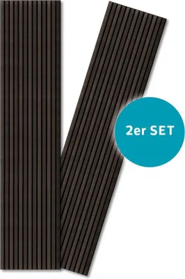 Obrázok produktu pre Sada akustických stenových panelov – akustické dosky z tmavohnedého dubu – 2 kusy – 240 x 60 cm