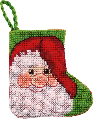 Produktbild von Permin Kreuzstich Stickpackung Weihnachtsstrumpf mini "Weihnachtsmann", Zählmuster, 7x7cm